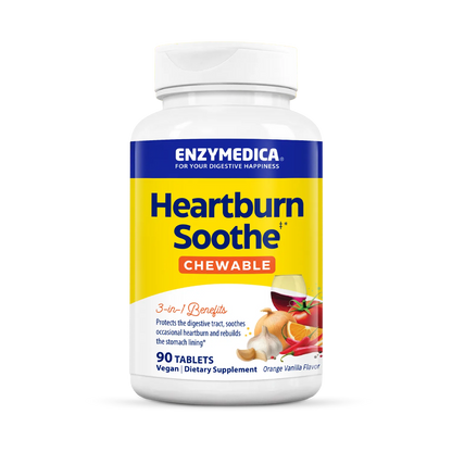 Enzymedica Heartburn Soothe Chewable supplement bottle on a white background