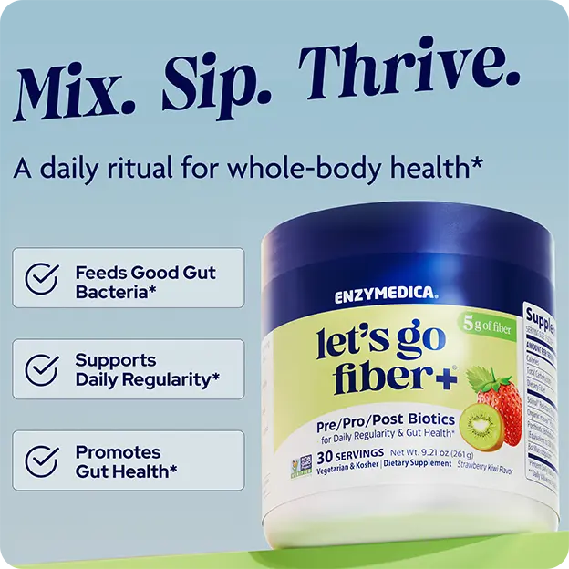 Lets Go Fiber Strawberry Kiwi container with benefits on the side.