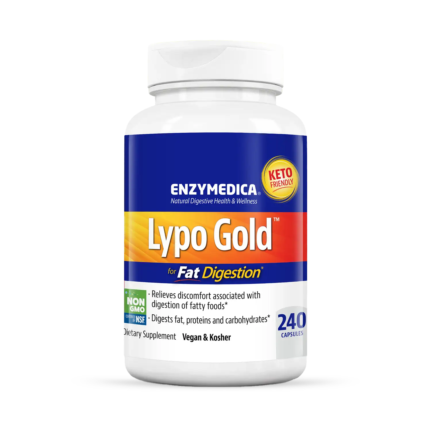 This image shows the 240 capsule bottle of Lypo Gold.