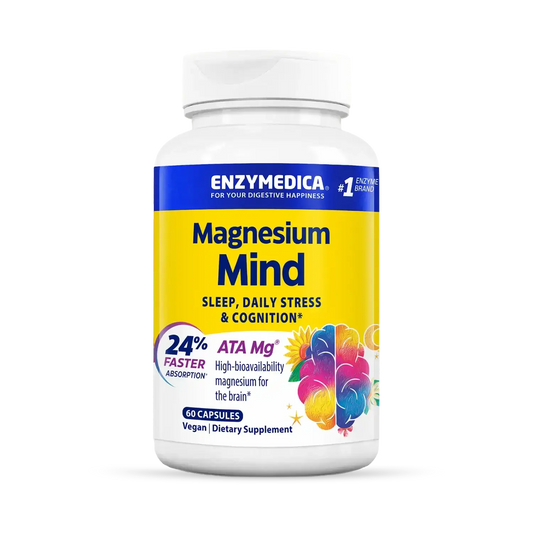 This image shows a container of Magnesium Mind that holds 60 capsules.