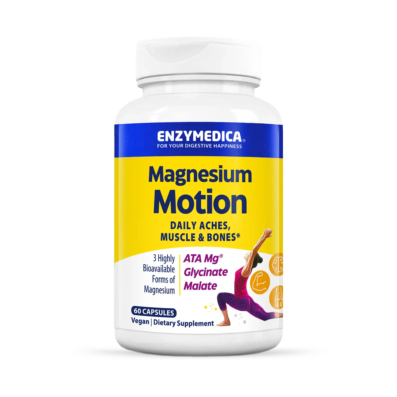 This image shows a container of Magnesium Motion that can hold 60 capsules.