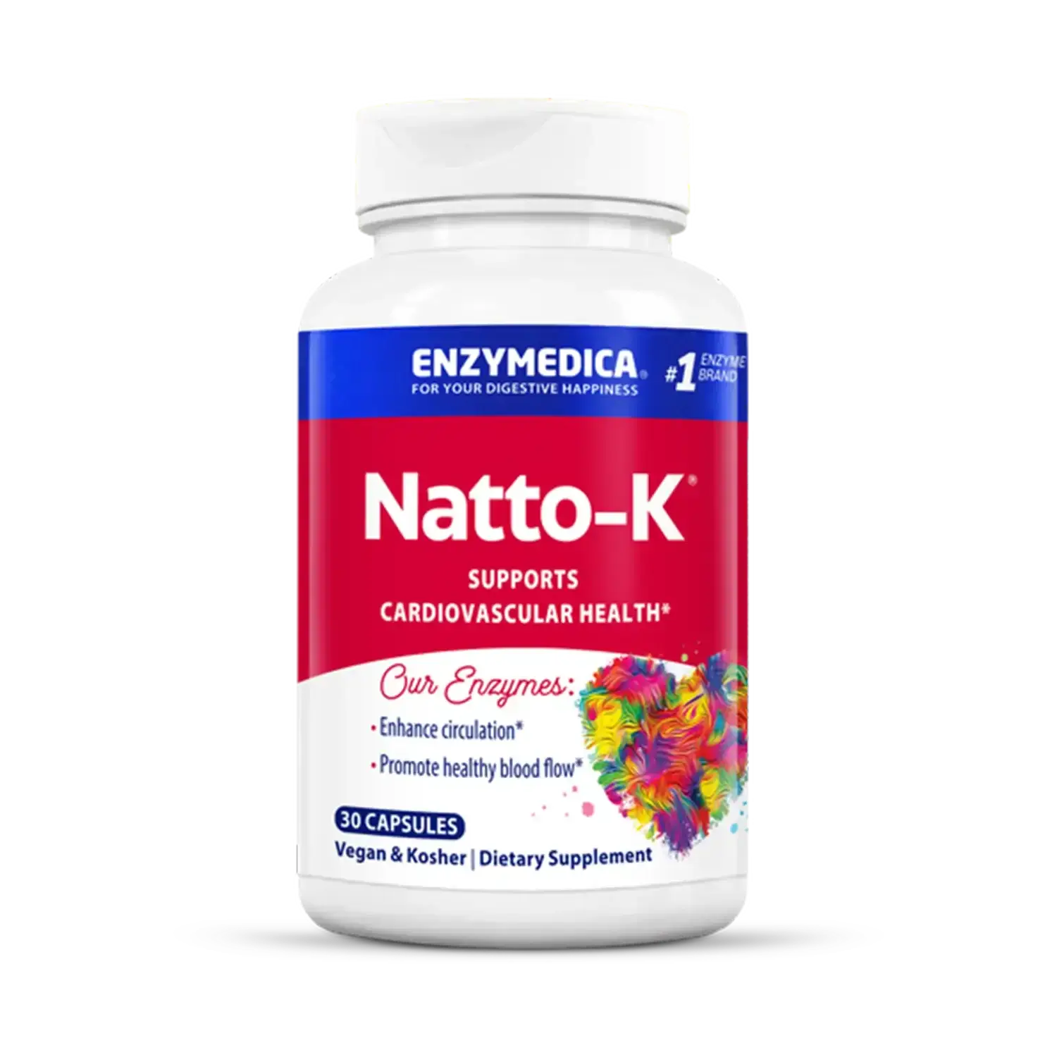 This image shows the container of Natto K that holds 30 capsules.