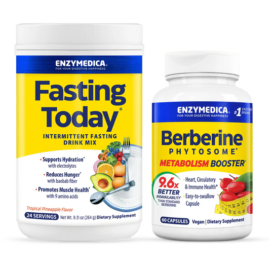 This is an image of two Enzymedica products, Fasting Today and Berberine Phytosome. It is the New Year- New Game Plan Bundle.