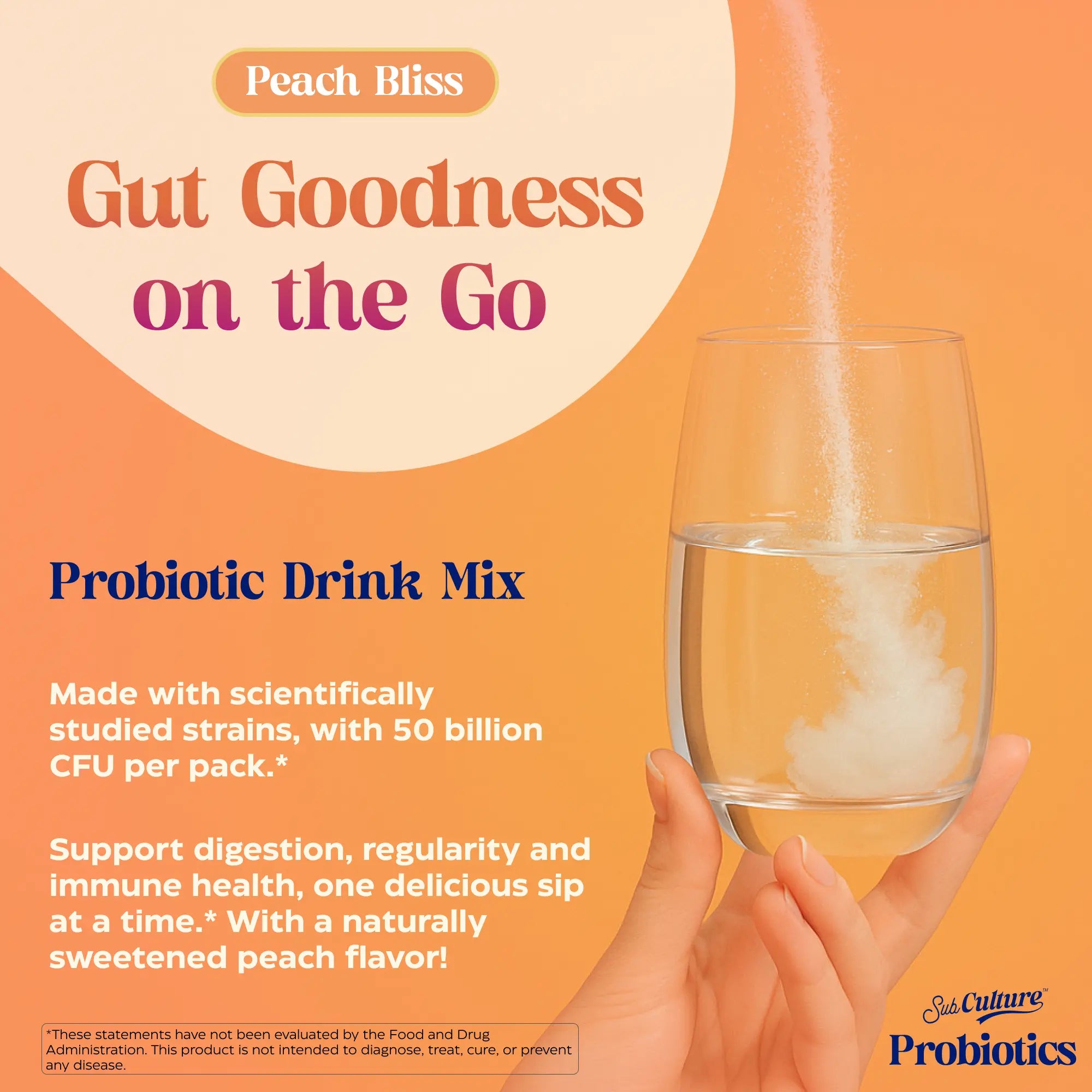 SubCulture™ Peach Bliss Probiotic Stick Packs