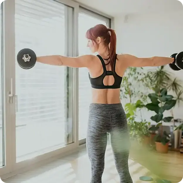 A woman working out.