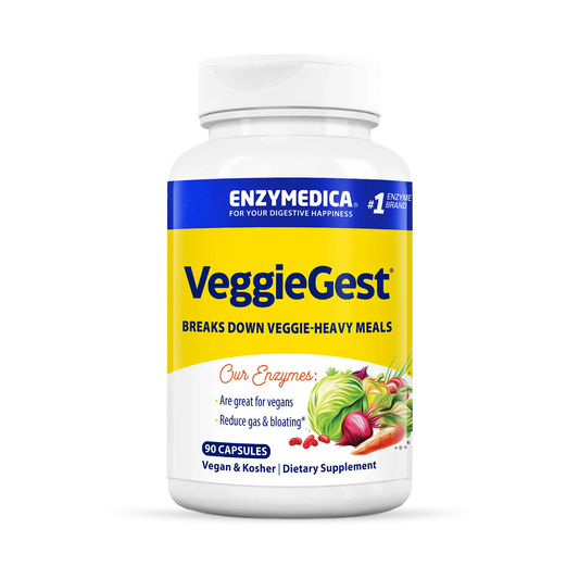 This image shows the bottle of 90 capsules for VeggieGest.